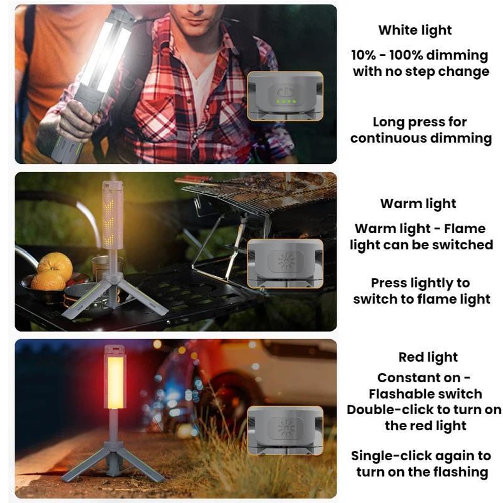 720 Rotating LED Camping Lantern With Foldable Tripod Light USB Rechargeable Power Bank 1