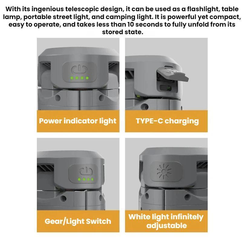 720 Rotating LED Camping Lantern With Foldable Tripod Light USB Rechargeable Power Bank 2
