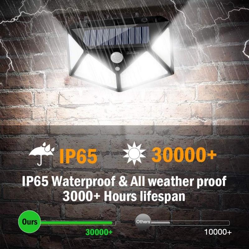 100 LED Solar Motion Sensor Light For Outdoor Wall Patio Garden And Balcony Security 2