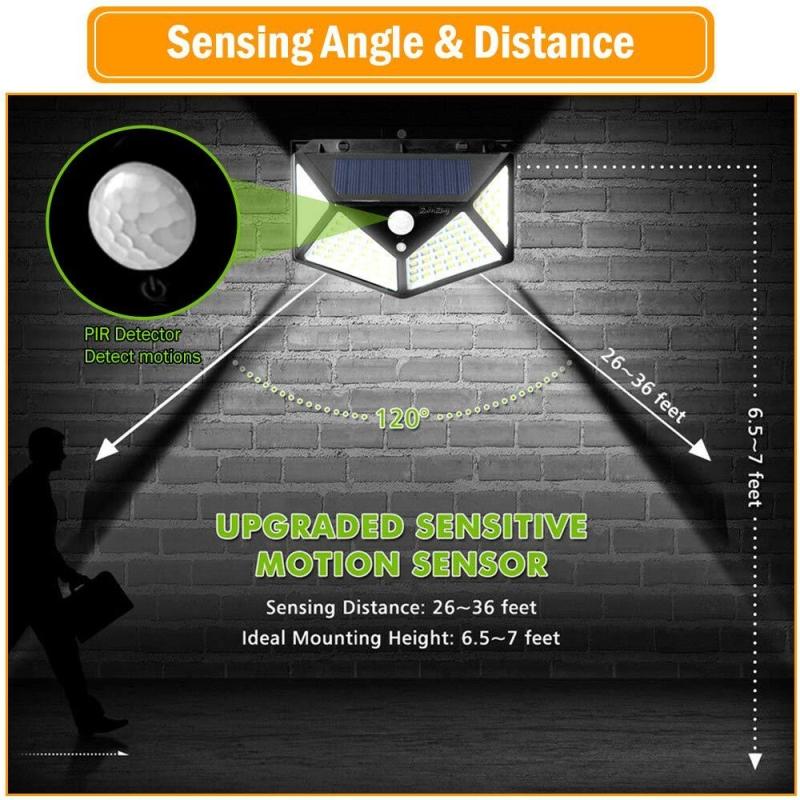 100 LED Solar Motion Sensor Light For Outdoor Wall Patio Garden And Balcony Security 3
