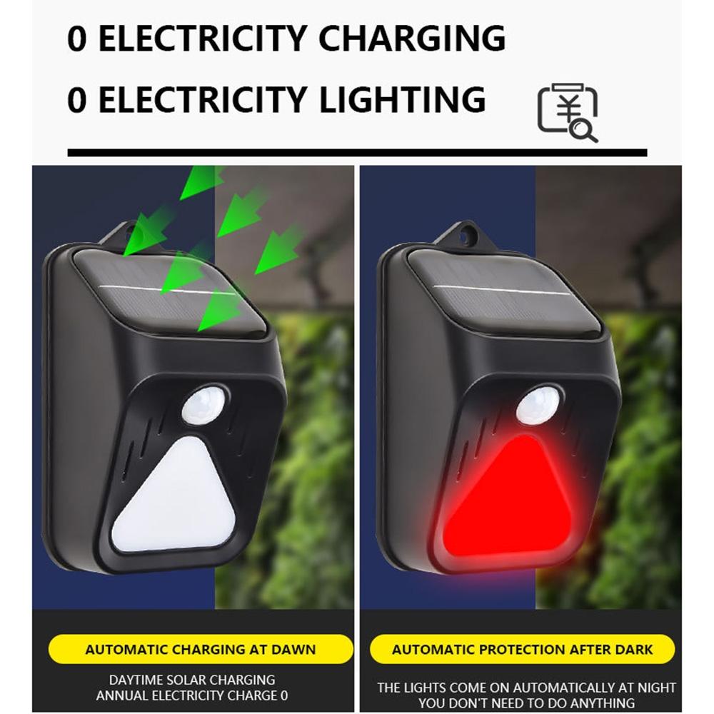 Solar Motion Sensor Alarm Light With Remote Control Waterproof Security Siren 7