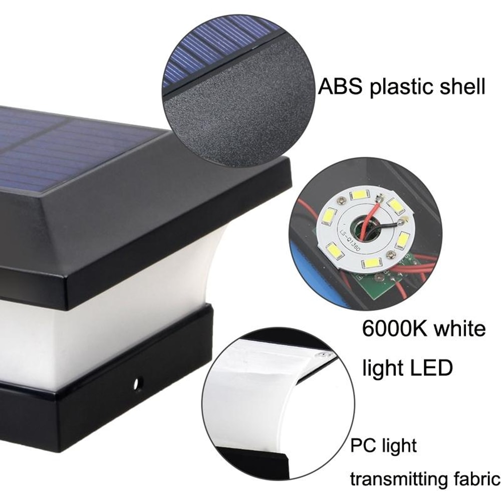 Solar LED Waterproof Outdoor Column Light For Garden Fence Patio And Courtyard Decor 4