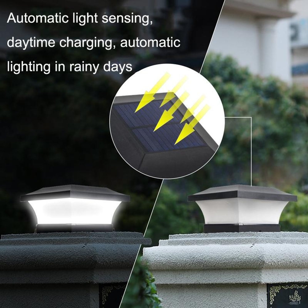 Solar LED Waterproof Outdoor Column Light For Garden Fence Patio And Courtyard Decor 7