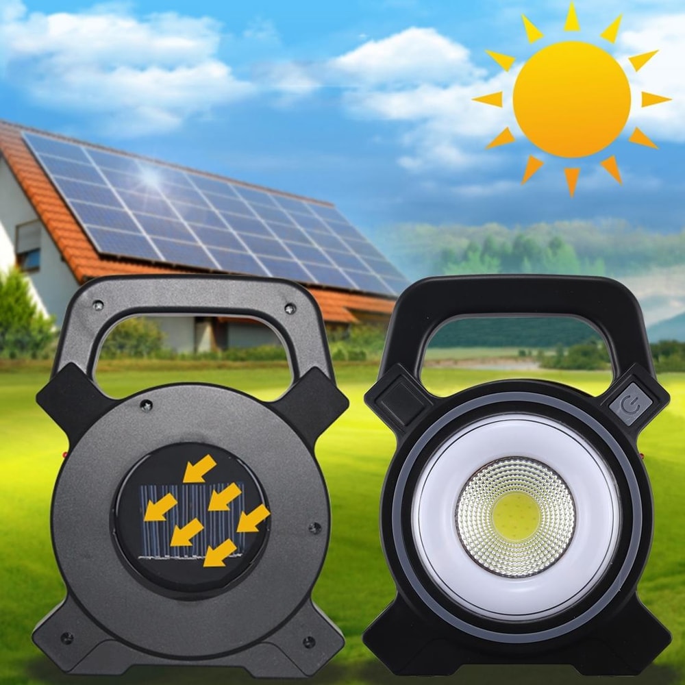 Solar Rechargeable COB LED Work Light Portable Camping Lamp With Power Bank 7