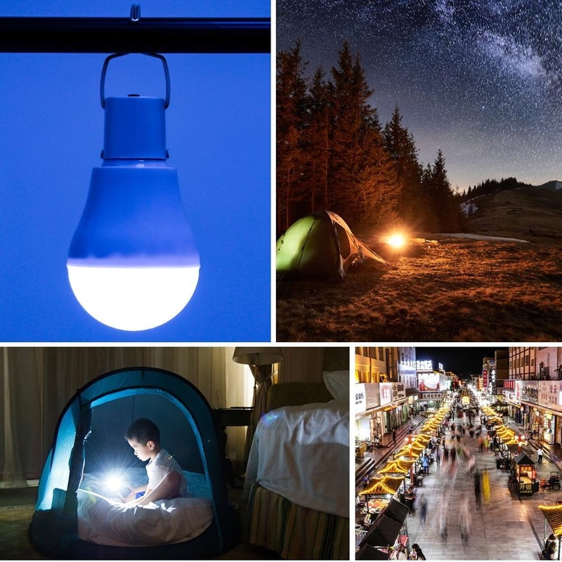 SolarGlow Portable Camping Light Bulb USB Rechargeable Outdoor Emergency Lamp 3