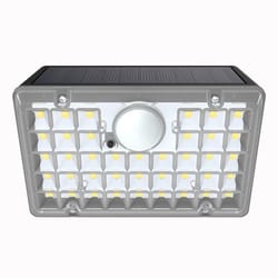 solar motion sensor wall light with dual color leds & ip65 waterproof outdoor security lamp