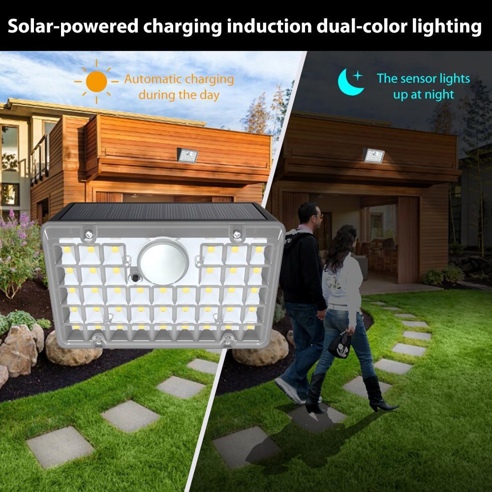 Solar Motion Sensor Wall Light With Dual Color LEDs IP65 Waterproof Outdoor Security Lamp 2