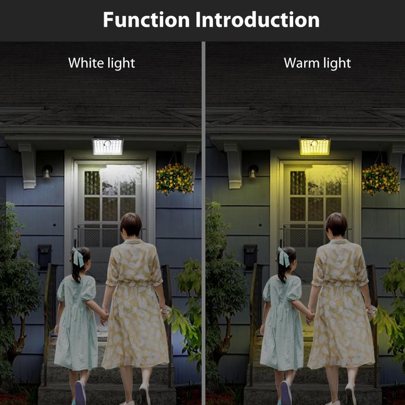 Solar Motion Sensor Wall Light With Dual Color LEDs IP65 Waterproof Outdoor Security Lamp 4