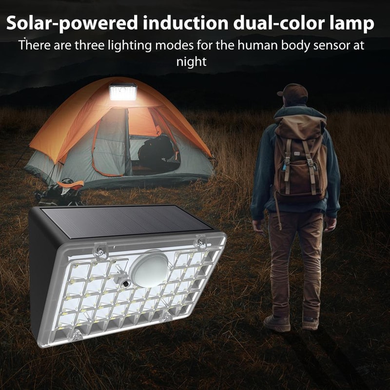 Solar Motion Sensor Wall Light With Dual Color LEDs IP65 Waterproof Outdoor Security Lamp 6