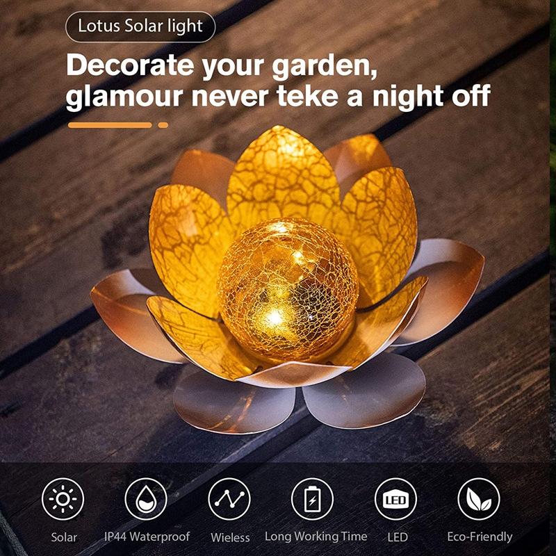 Solar Lotus Garden Light Waterproof LED Courtyard Lamp For Outdoor Patio Decor 1