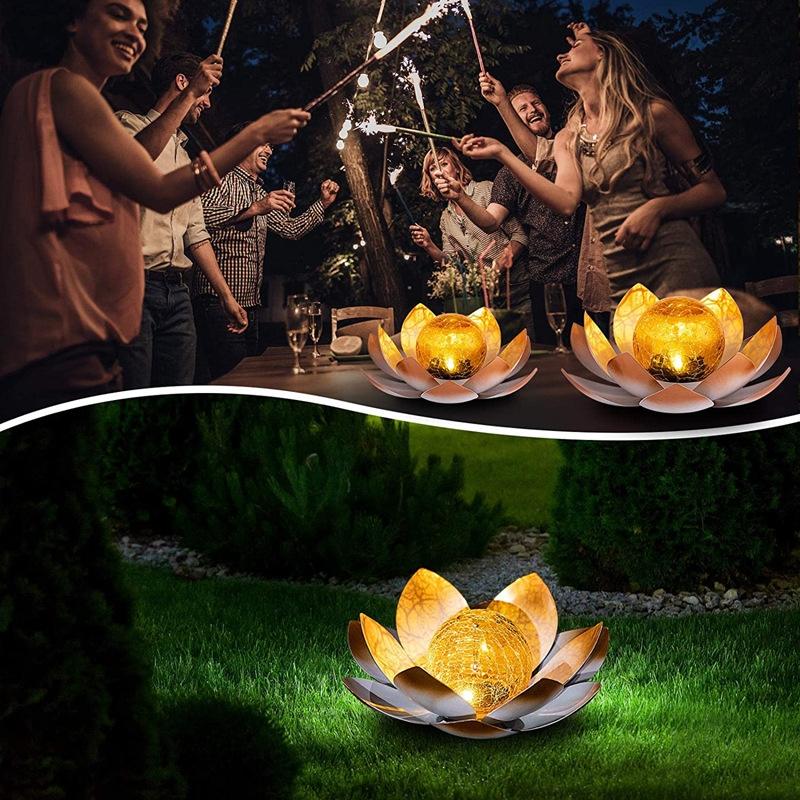 Solar Lotus Garden Light Waterproof LED Courtyard Lamp For Outdoor Patio Decor 5