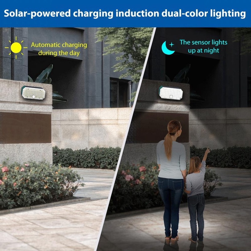 Solar Motion Sensor Wall Light With Dual Color LEDs IP65 Waterproof Protection 2