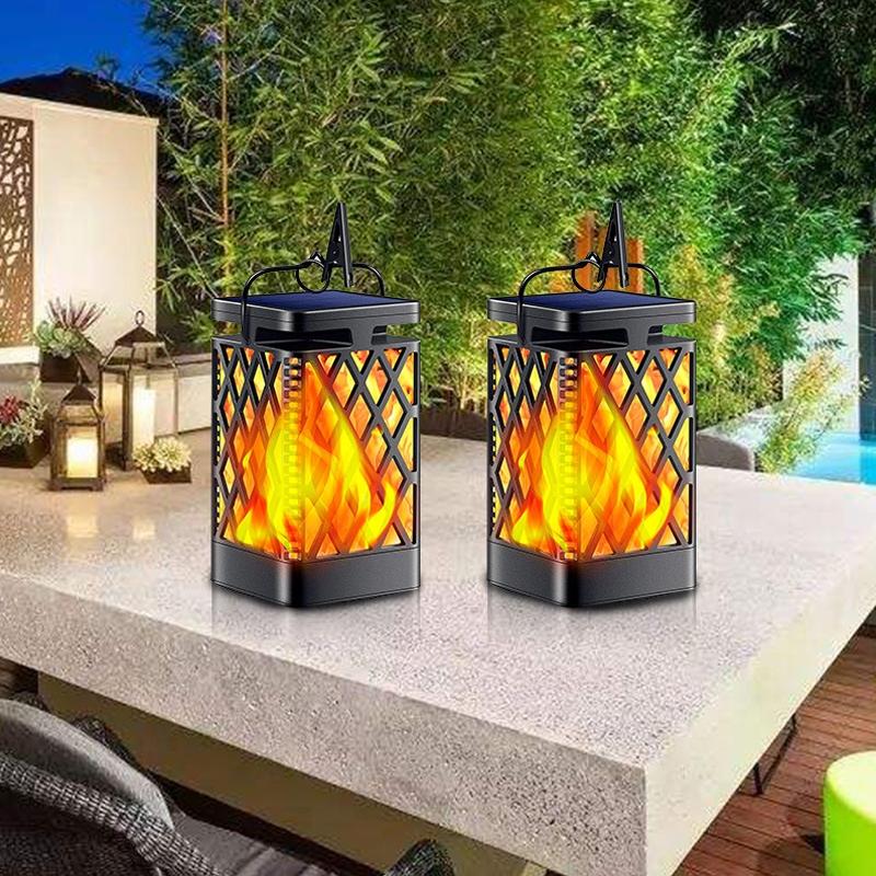 Solar Flame Garden Light Lantern IP65 Waterproof Outdoor Pathway Decor 0