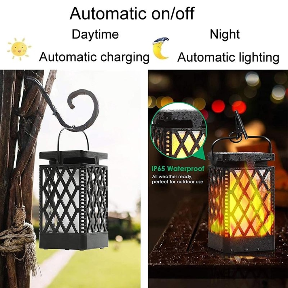 Solar Flame Garden Light Lantern IP65 Waterproof Outdoor Pathway Decor 3