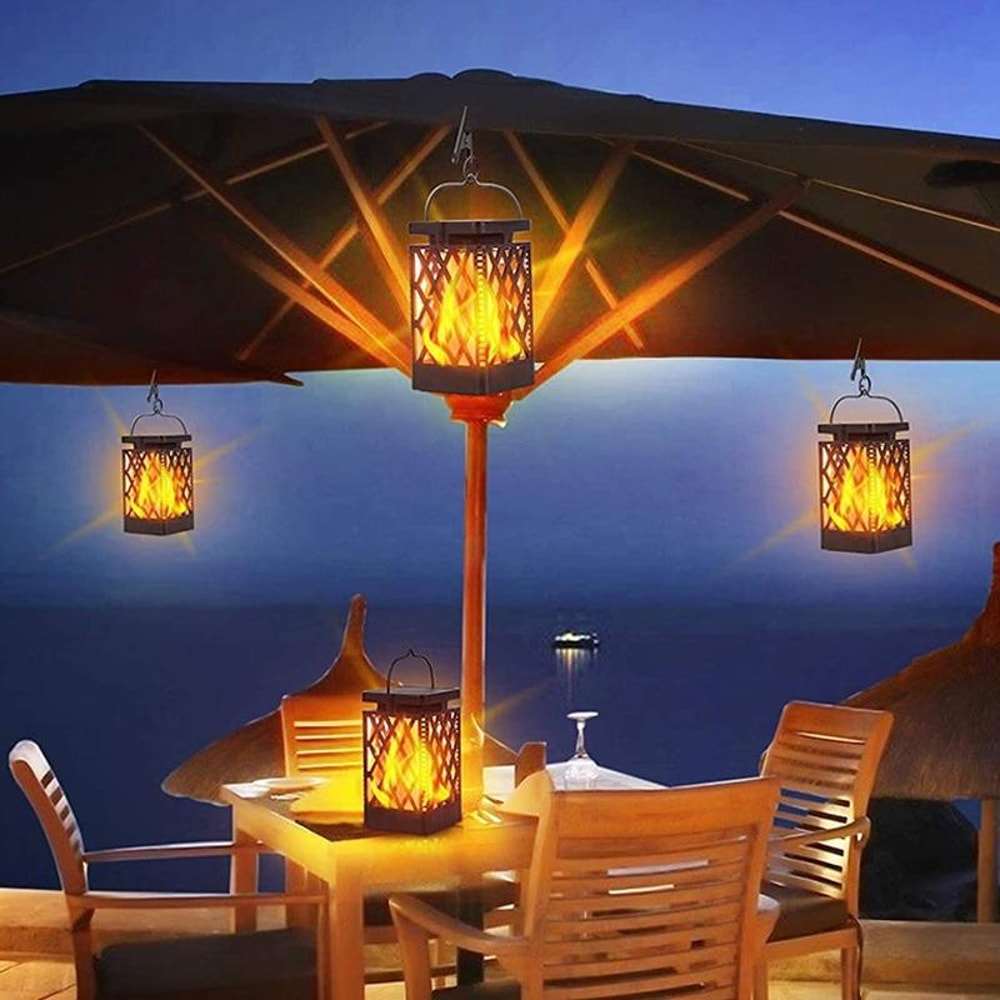 Solar Flame Garden Light Lantern IP65 Waterproof Outdoor Pathway Decor 4