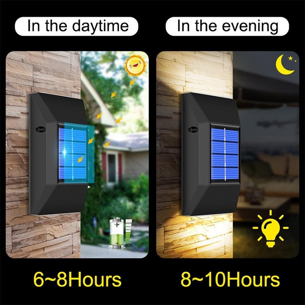 SolarGlow IP65 Waterproof Outdoor Wall Light With 6 LED Garden Step Lighting 2