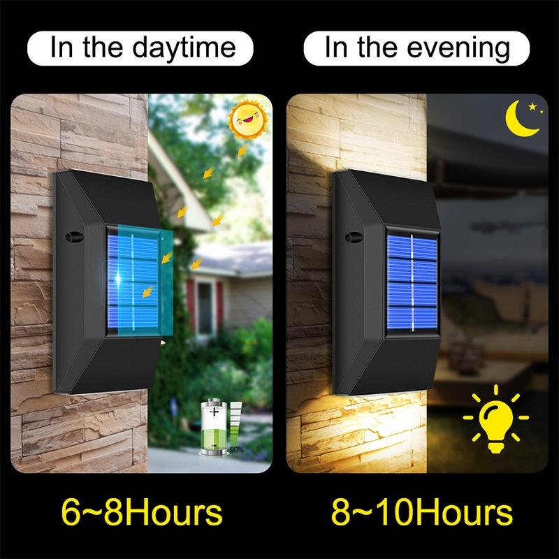 SolarGlow IP65 Waterproof Outdoor Wall Light With 6 LED Garden Step Lighting 2