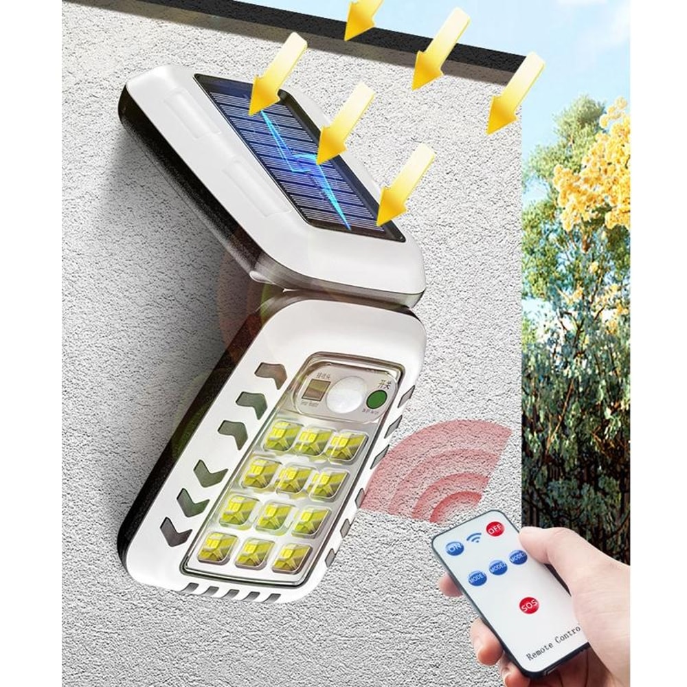 Solar Motion Sensor Street Light With Remote Control For Garden Garage Outdoor Security 7