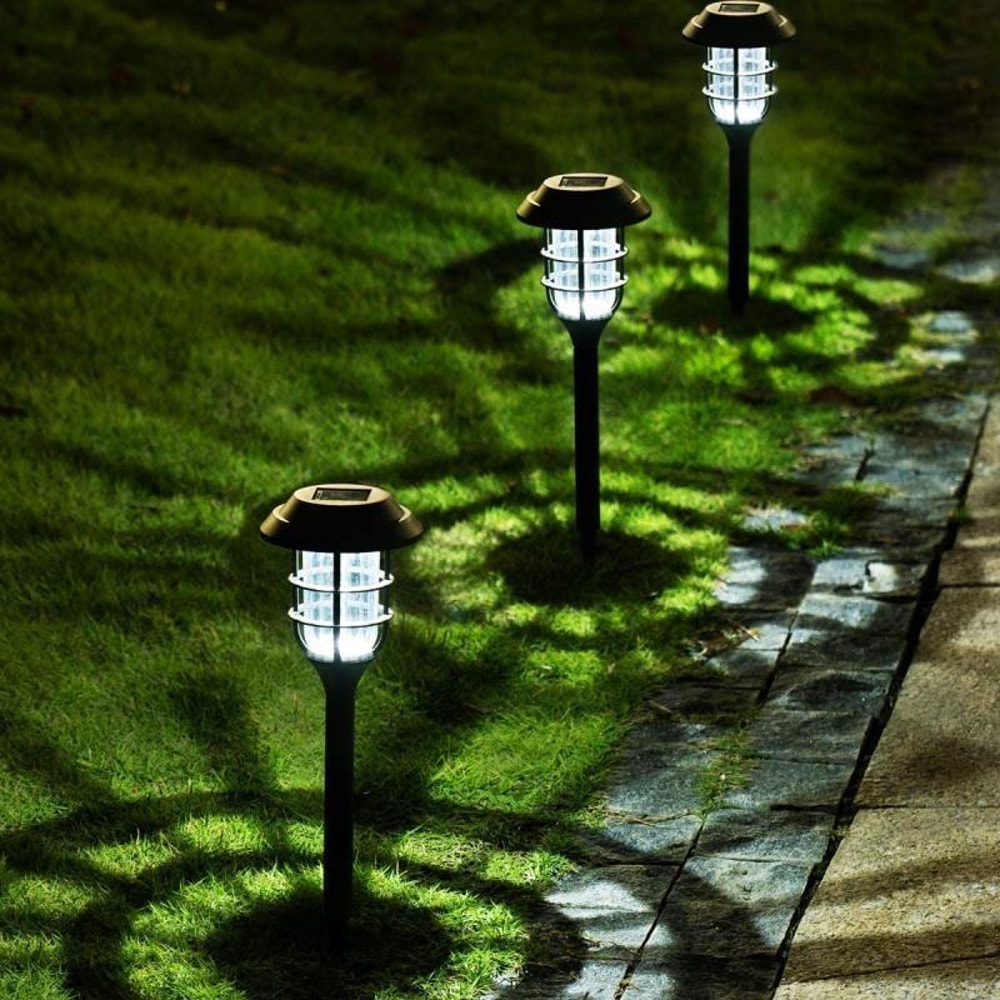 Solar LED Striped Lawn Lights Waterproof Garden Pathway Stakes 0