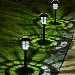 solar led striped lawn lights waterproof garden pathway stakes