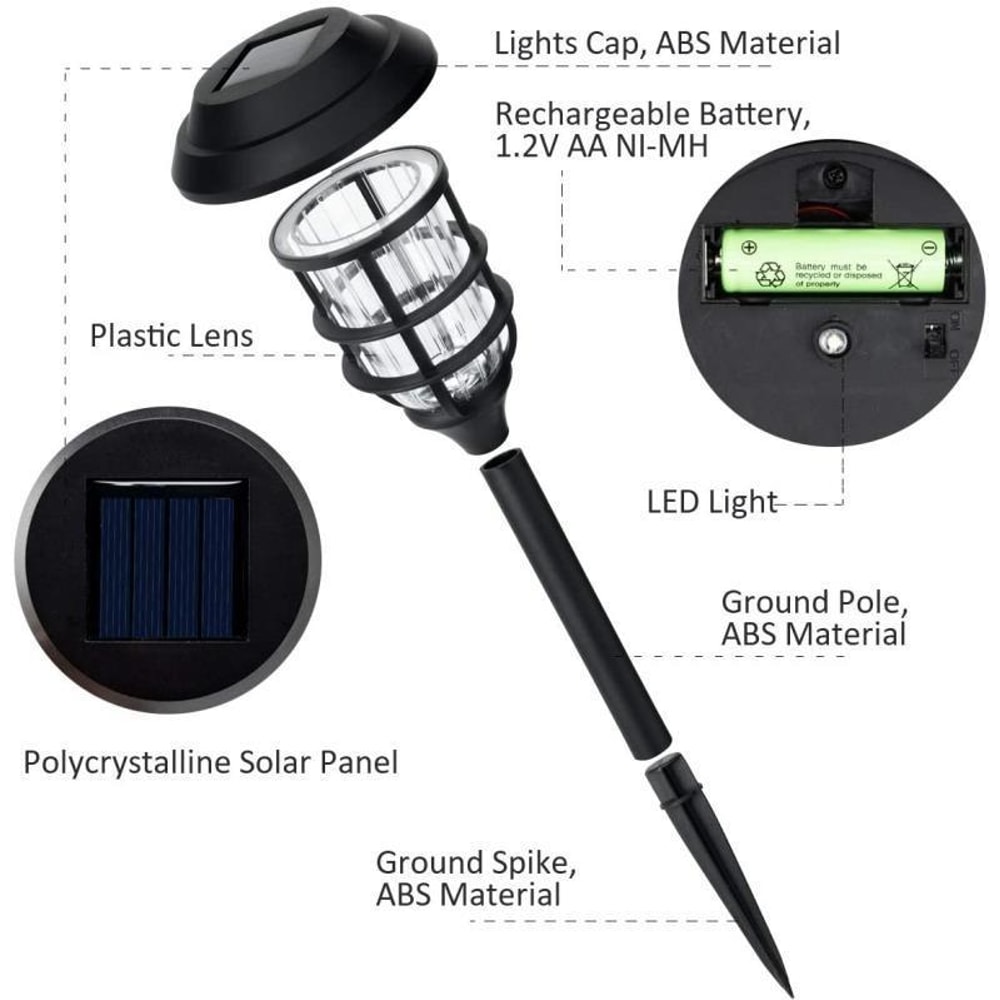 Solar LED Striped Lawn Lights Waterproof Garden Pathway Stakes 4
