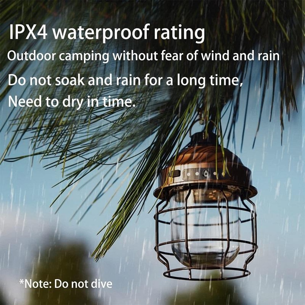 Portable LED Camping Lantern With Carabiner Rechargeable Waterproof Outdoor Light 4