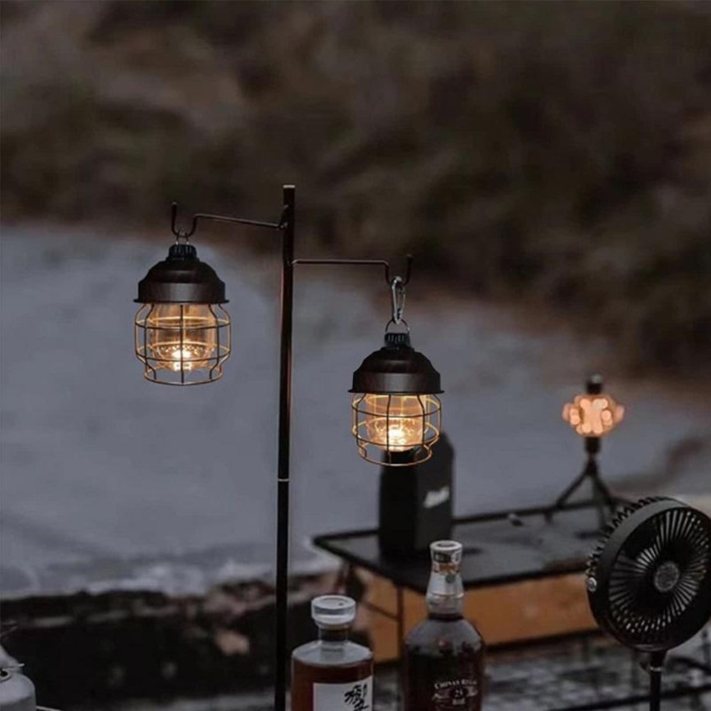 Portable LED Camping Lantern With Carabiner Rechargeable Waterproof Outdoor Light 6