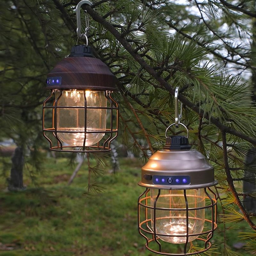 Portable LED Camping Lantern With Carabiner Rechargeable Waterproof Outdoor Light 7