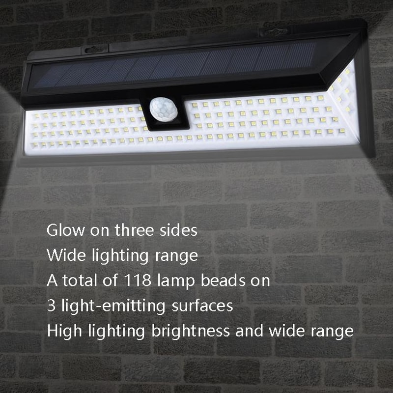 118 LED Solar Motion Sensor Wall Light Outdoor Waterproof Security Lamp 1