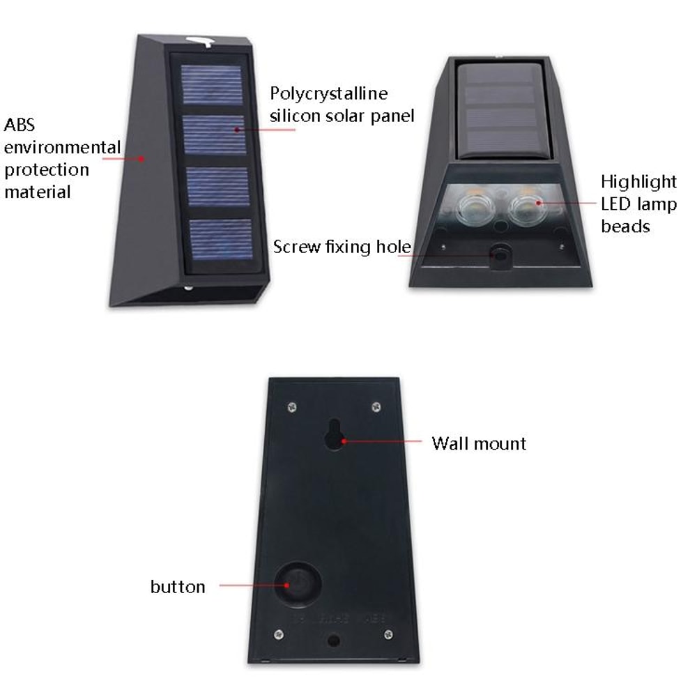 Solar Wall Lights Up And Down Outdoor Garden Fence Lamps 6
