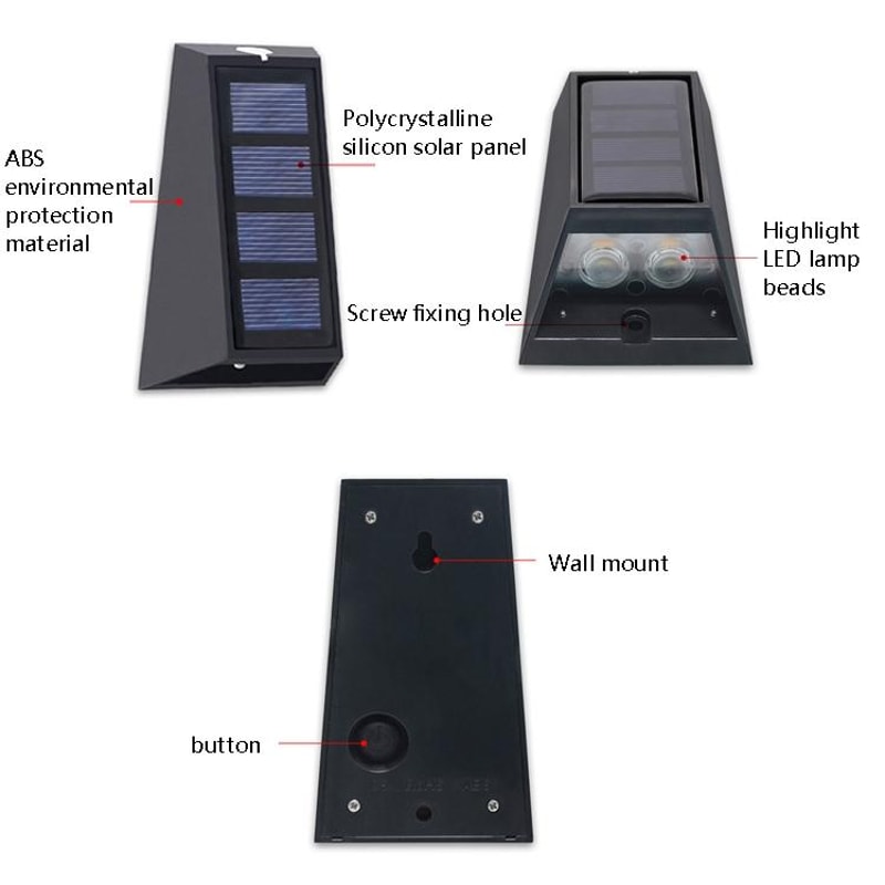 Solar Wall Lights Up And Down Outdoor Garden Fence Lamps 6