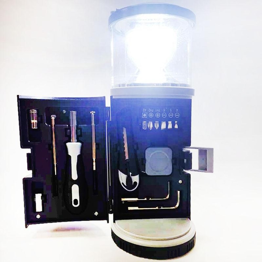 Camping Lantern with 15 in 1 Emergency Tool Kit & LED Safety Light