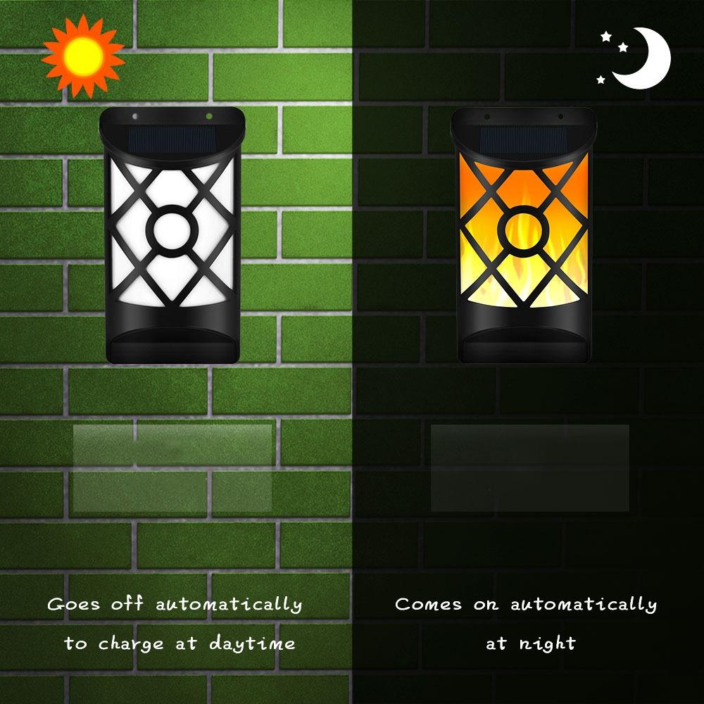 Solar Flame Motion Sensor Wall Light With 66 LEDs For Garden Patio Outdoor Security 3