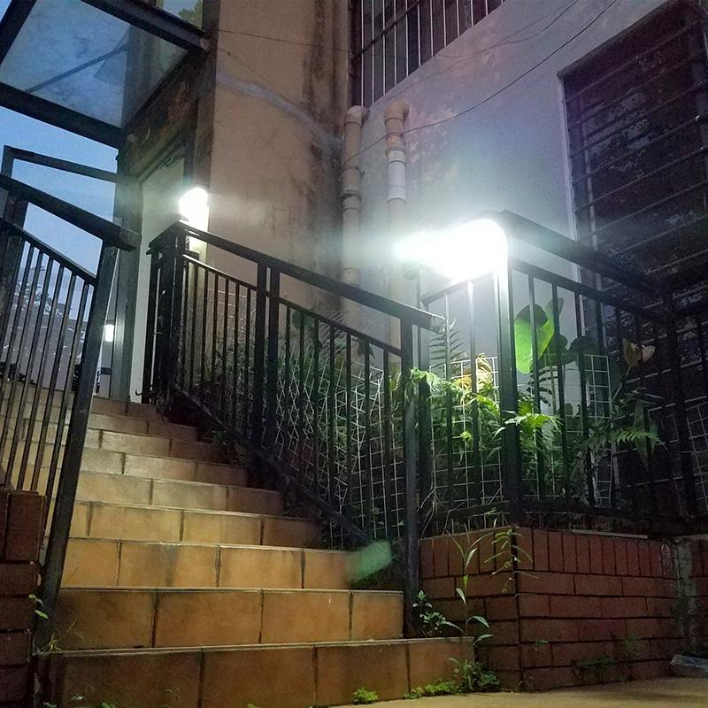 25W 50 LEDs Solar Landscape Light Outdoor Courtyard Light Control Radar Sensing Wall LampWhite 9