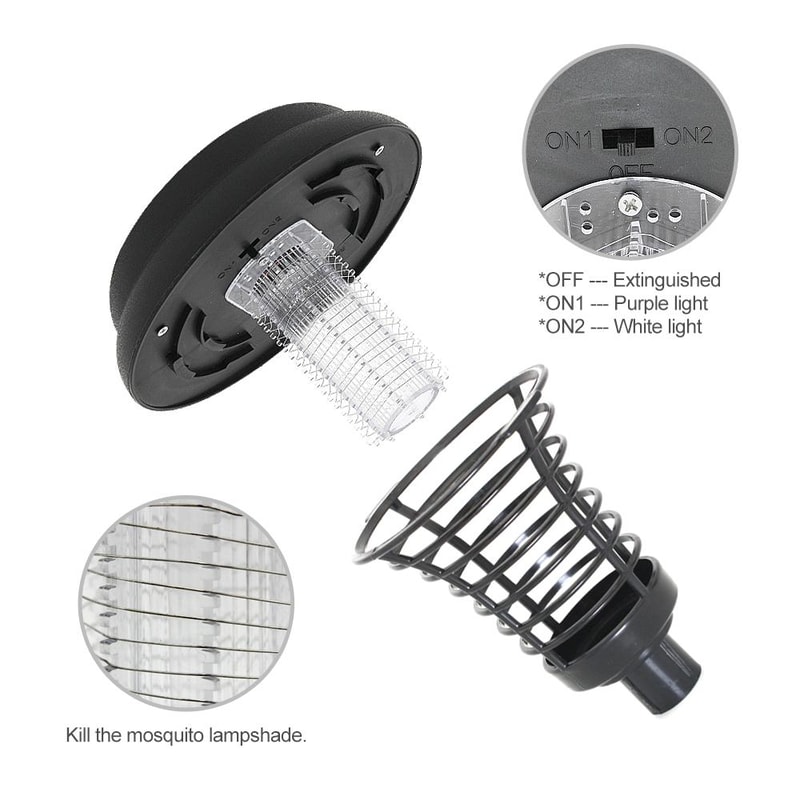 Solar UV Mosquito Zapper Garden Light With LED Insect Killer For Outdoor Patio Lawn 3