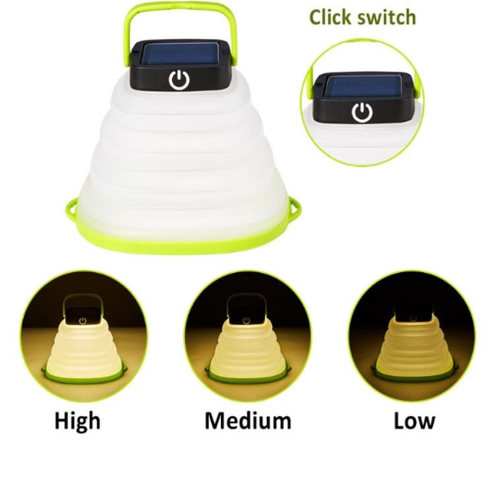 Foldable Solar Camping Lantern Portable LED Tent Light With USB Rechargeable Design 2