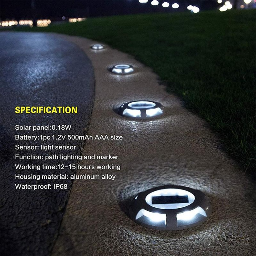 SolarGlow IP68 Solar Ground Lights For Garden Paths And Driveways 3