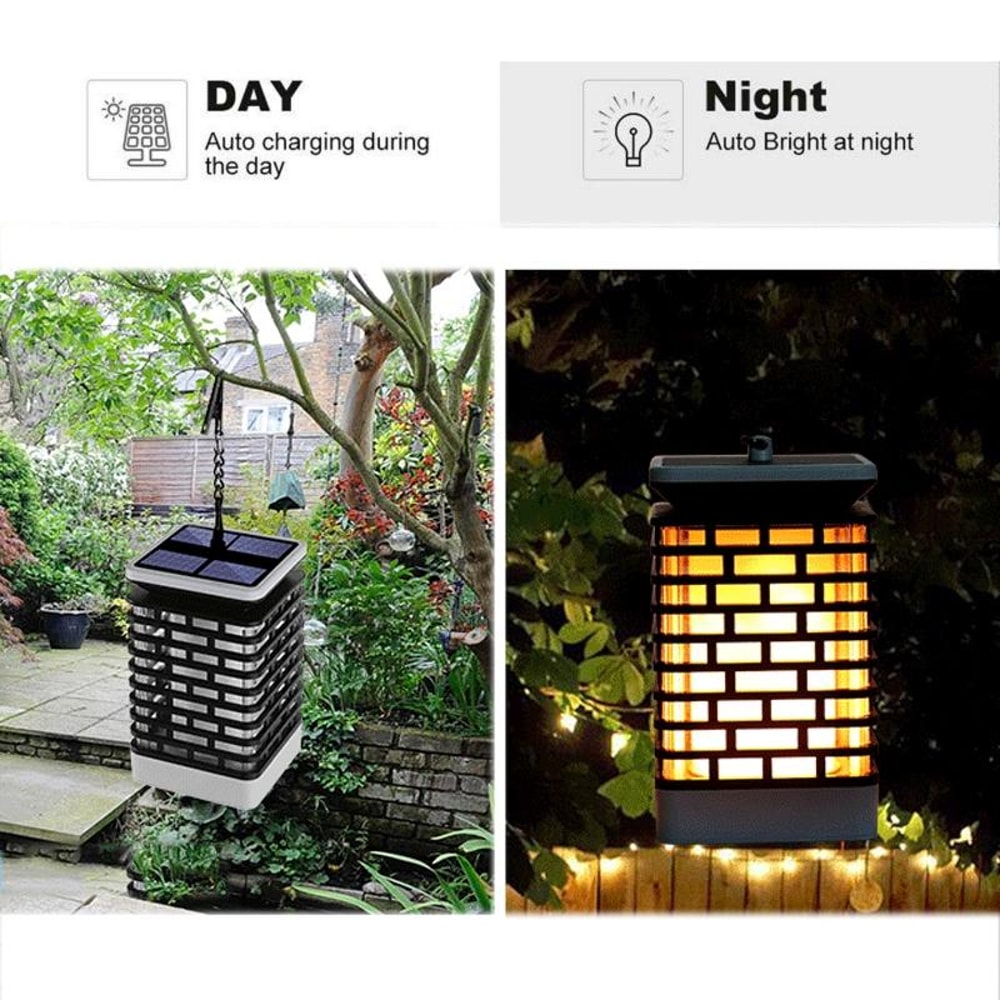 Solar Flame Garden Lantern Waterproof LED Landscape Light For Patio Pathway Decor 2