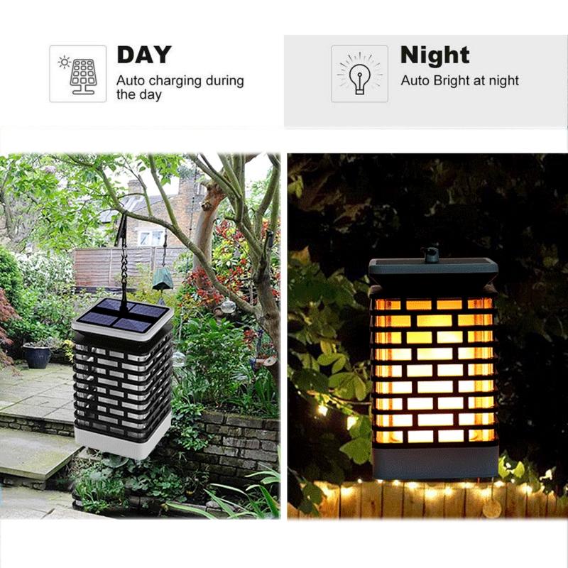 Solar Flame Garden Lantern Waterproof LED Landscape Light For Patio Pathway Decor 2