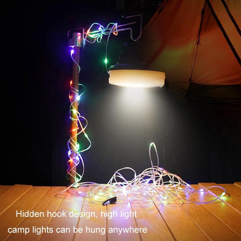 Solar Rechargeable Camping Lantern With 10M RGB String Lights Type C Fast Charging 10