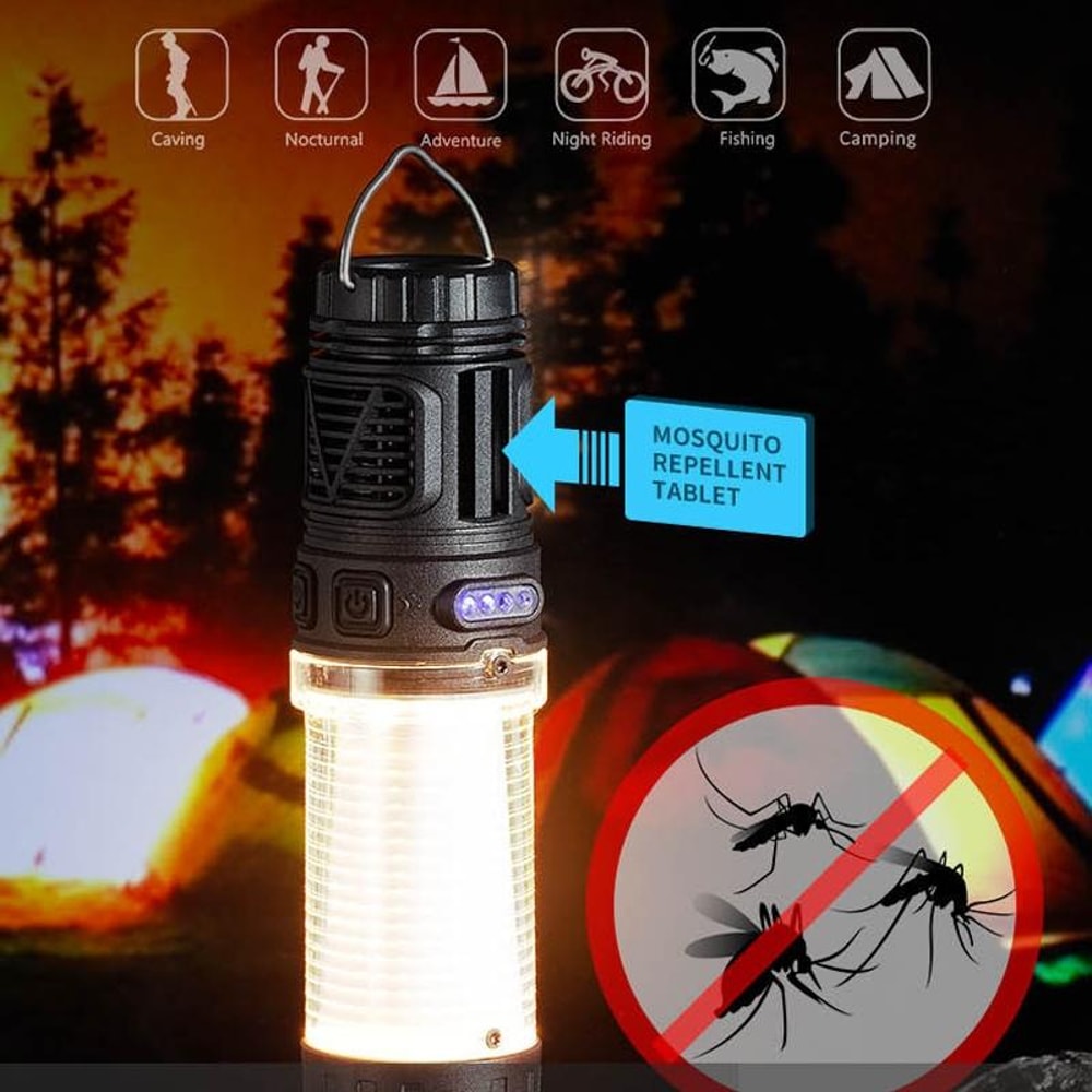 3 In 1 Camping Light With Mosquito Repellent Magnetic Tent Lantern Rechargeable Flashlight 3