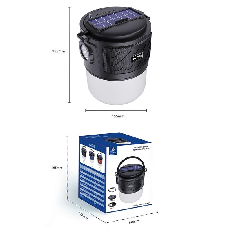 Solar Camping Bluetooth Speaker Lantern With FM Radio Flashlight 3