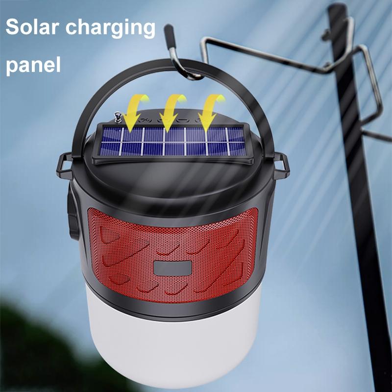 Solar Camping Bluetooth Speaker Lantern With FM Radio Flashlight 8