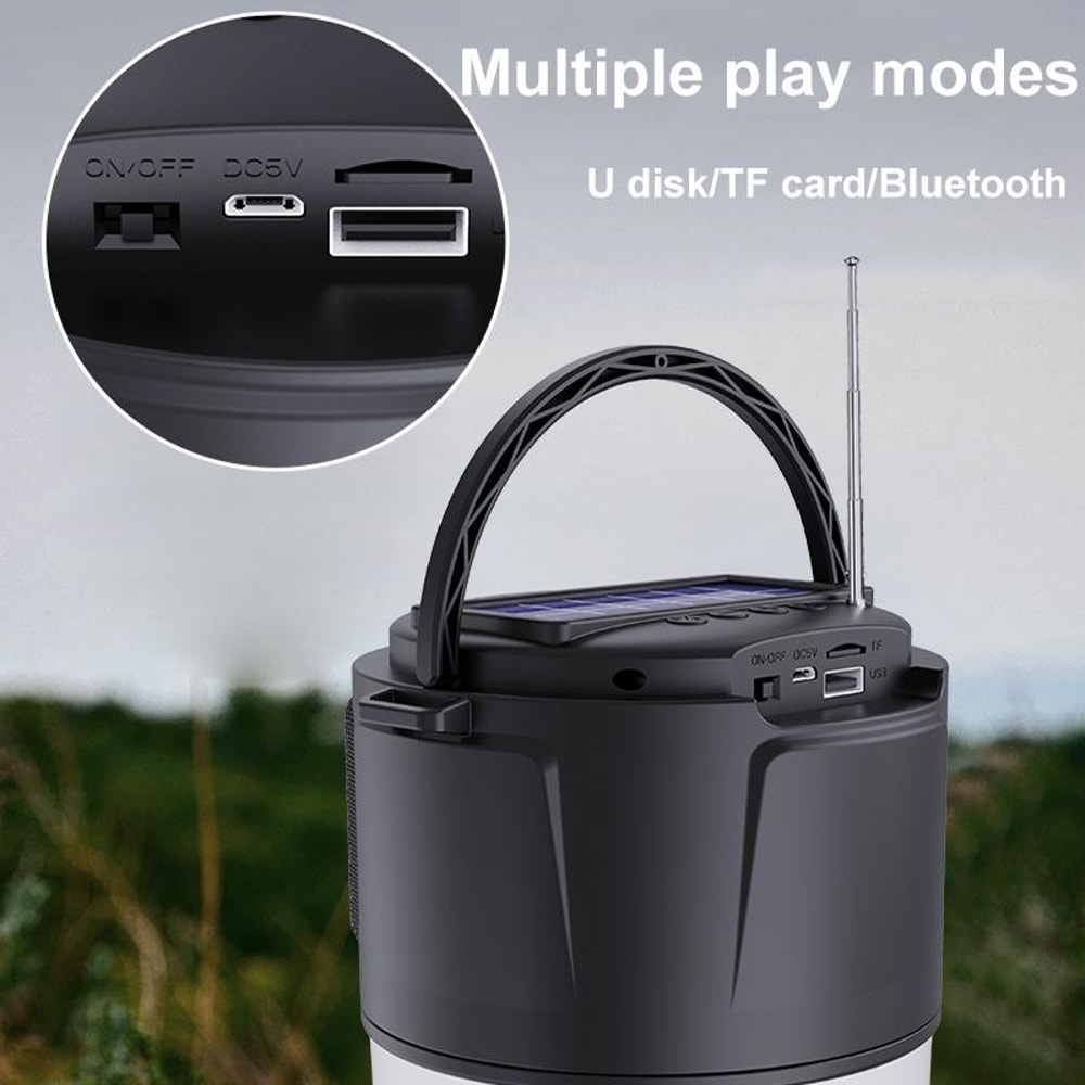 Solar Camping Bluetooth Speaker Lantern With FM Radio Flashlight 9