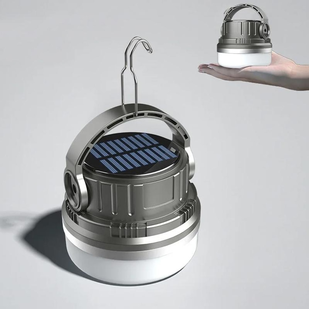 Solar Camping Lantern With Portable Power Bank Vintage LED Tent Light 1