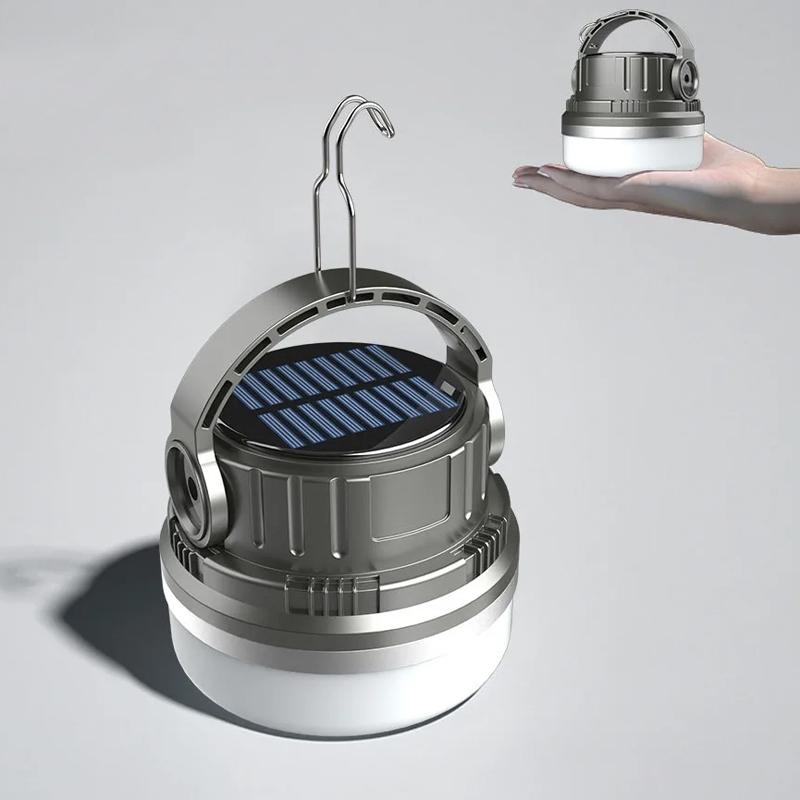 Solar Camping Lantern With Portable Power Bank Vintage LED Tent Light 1