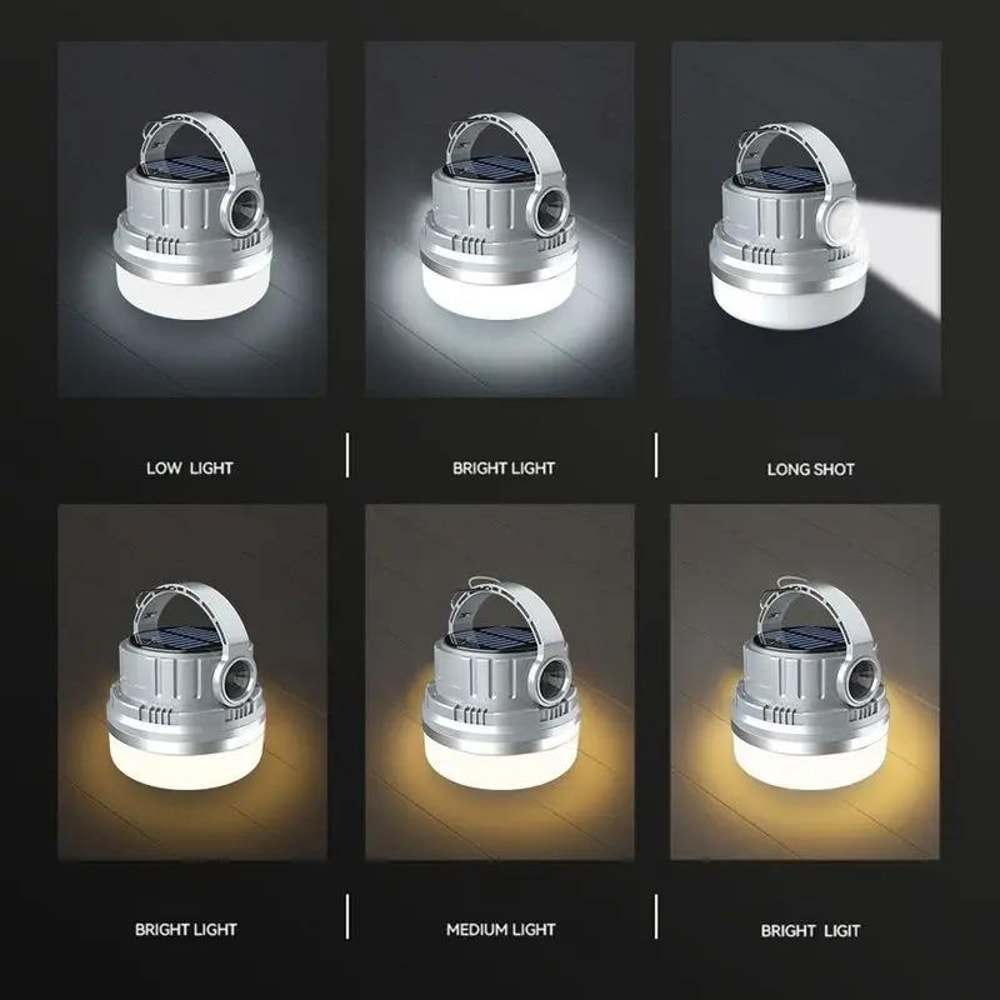 Solar Camping Lantern With Portable Power Bank Vintage LED Tent Light 2