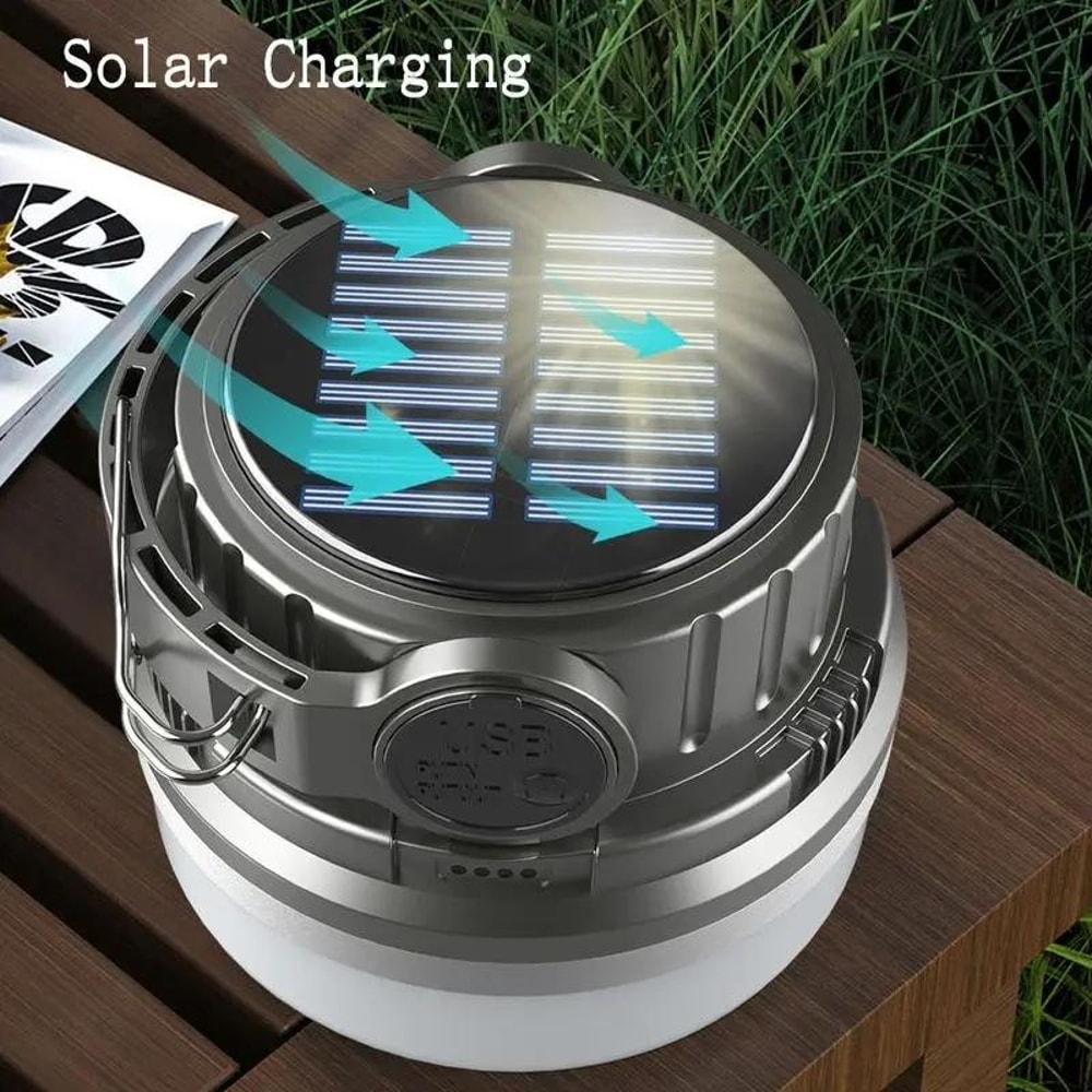 Solar Camping Lantern With Portable Power Bank Vintage LED Tent Light 9