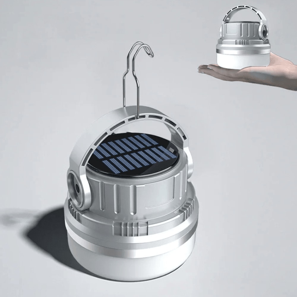 Solar Camping Lantern With Portable Power Bank Vintage LED Tent Light 12