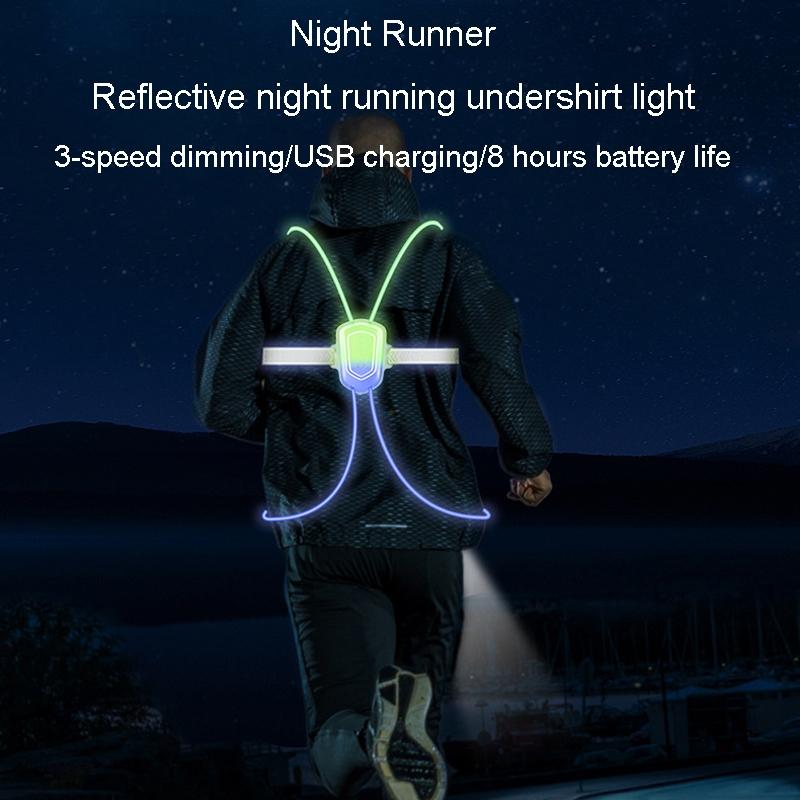 LED Running Safety Vest With USB Rechargeable Front Rear Lights 8